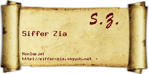 Siffer Zia névjegykártya
